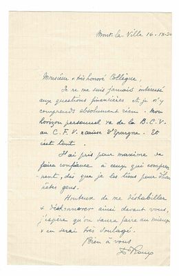 SCIENCE AND MEDICINE - ROUX César (1857 - 1934) - Autograph letter signed