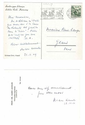 SCIENCE AND MEDICINE - AMSLER Marc (1891 - 1968) - Autograph letter signed