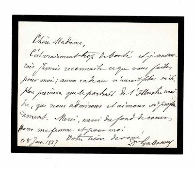 SCIENCE AND MEDICINE - GALEZOWSKI Xavier (1832 - 1907) - Autograph card signed