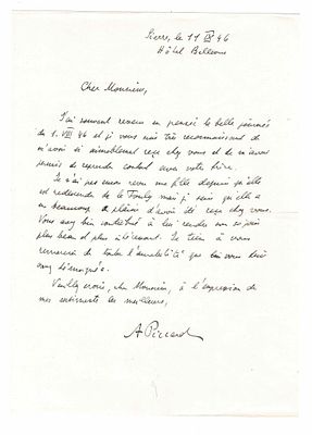 SCIENCE AND MEDICINE - PICCARD Auguste (1884 - 1962) - Autograph letter signed