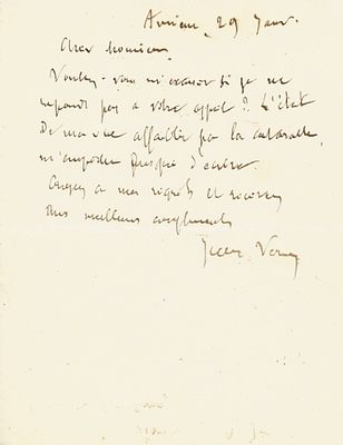 LITERATURE - VERNE Jules (1828 - 1905)  - Autograph letter signed
