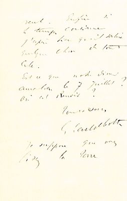 ART - CAILLEBOTTE Gustave (1848 - 1894)  - Autograph letter signed