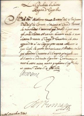 HISTORY - FRANCE Christine of (1606 - 1663)  - Letter signed