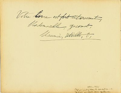 ART - UTRILLO Maurice (1883 - 1955)  - Autograph lines signed