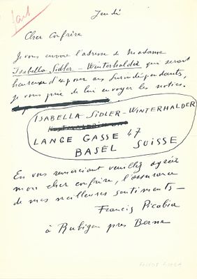 ART - PICABIA Francis (1879 - 1953)  - Autograph letter signed