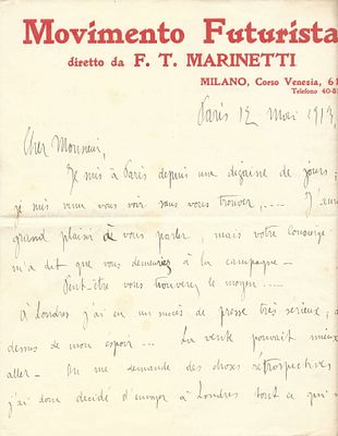 ART - SEVERINI Gino (1883 - 1966) - Autograph letter signed