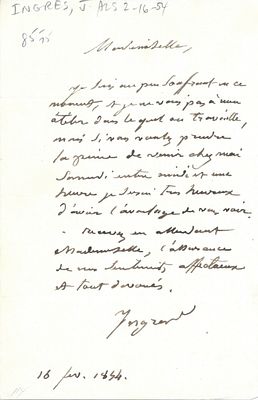 ART - INGRES Jean-Auguste-Dominique (1780 - 1867)  - Autograph letter signed