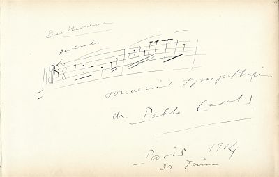 ART - CASALS Pablo (1876 - 1973) - Autograph musical quotation signed