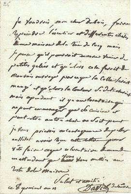 ART - DAVID Jacques-Louis (1748 - 1825) - Autograph letter signed