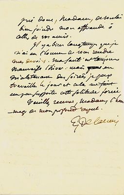 ART - DELACROIX Eugène (1798 - 1863) - Autograph letter signed