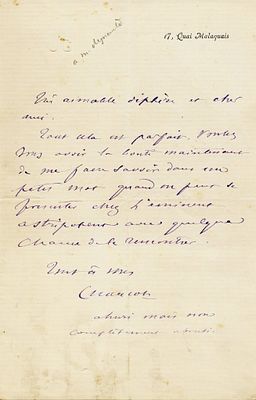 SCIENCE AND MEDICINE - CHARCOT Jean-Martin (1825 - 1893) - Autograph letter signed