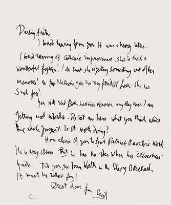 ART - BEATON Cecil (1904 - 1980) - Autograph letter signed