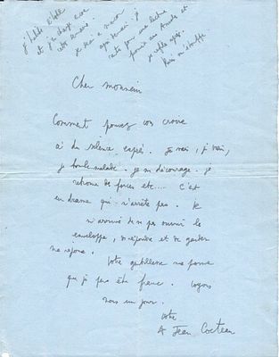 LITERATURE - COCTEAU Jean (1889 - 1963) - Autograph letter signed