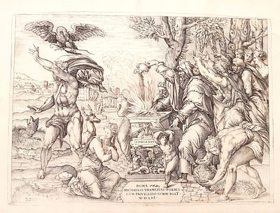 Béatrizet Nicolas - The Sacrifice of Iphigenia - Etching and drypoint on wire rod paper (1553)