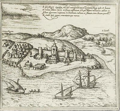 Franz Hogenberg George Braun - [Civitates Orbis Terrarum] Map of San Georgi - Etching on paper (1547)