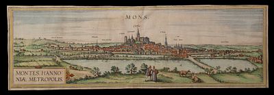 Franz Hogenberg George Braun - Ancient View of Mons - Etching on paper (16th Century)