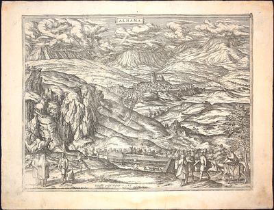 Franz Hogenberg George Braun - Map of Alhama - Etching on paper (16th Century)