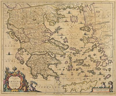 Janssonius Johannes - Antique Map - Map of Greece - Etching on paper (1650)