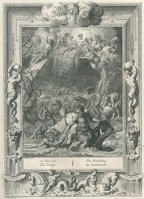 Picart Bernard - Le Déluge - Etching on wire rod paper (1742)