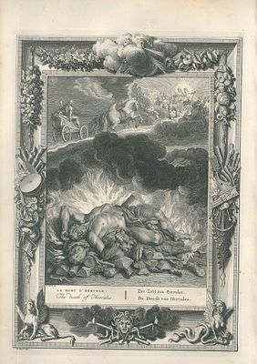 Picart Bernard - La Mort d'Hercule - Etching on wire rod paper (1742)