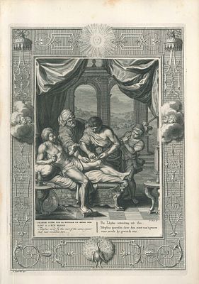 Picart Bernard - Telephe Guéri - Etching on wire rod paper (1742)