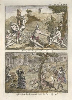 Pivati Gianfrancesco - A Slave Flayed, Peruvians' Desolation during a Sun Eclipse - Etching on paper (1746/51)