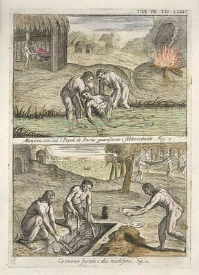 Pivati Gianfrancesco - Pariah Way of healing fevered people and Funeral Ceremony - Etching on paper (1746/51)