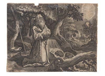 Sadeler I Johannes - Saint Efraim the Hermit - Etching on paper (Late 16th Century)